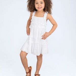 Rare Editions White Ruffle Tiered Sundress for Girls